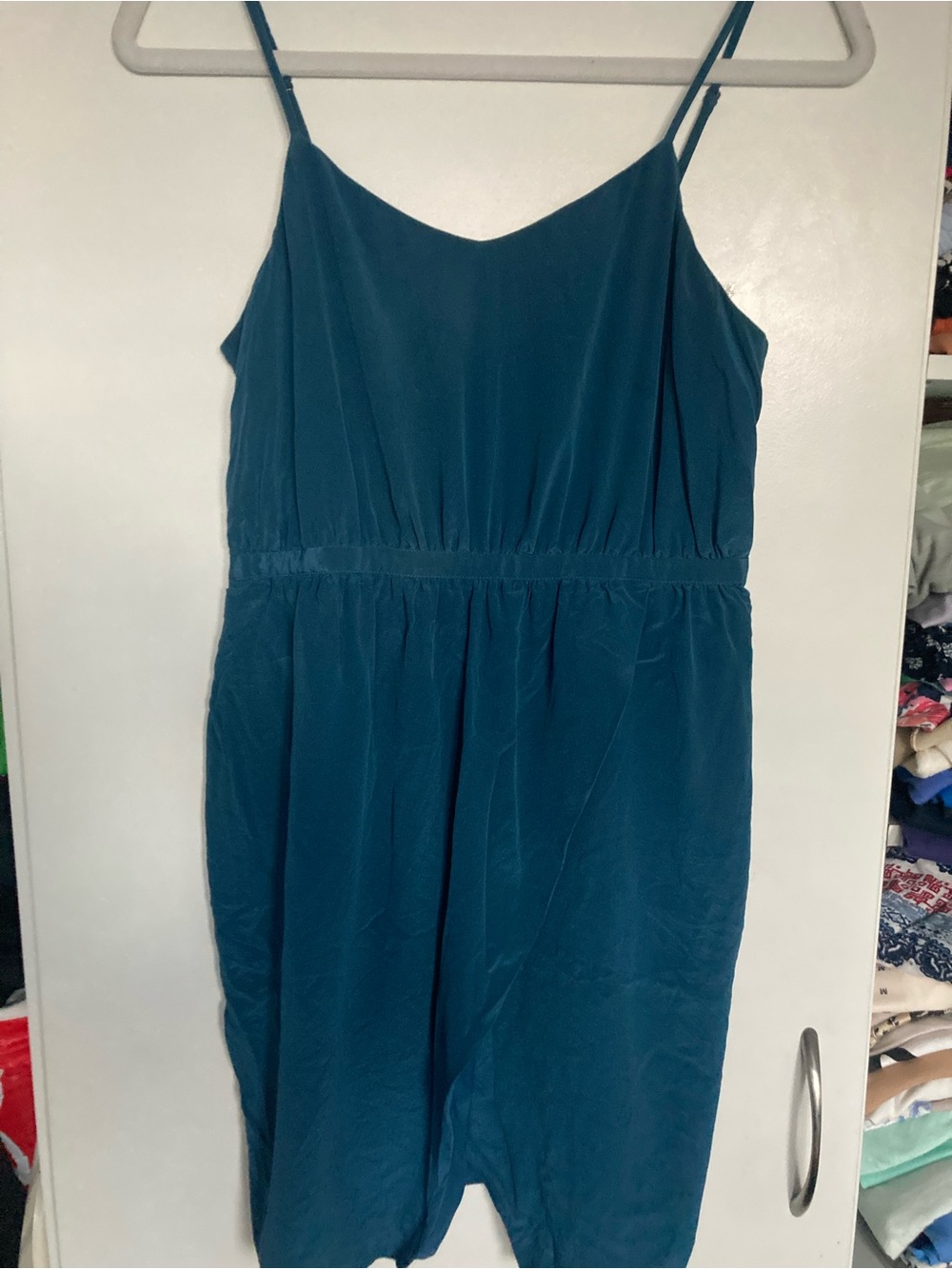Madewell Teal Spaghetti Strap Mini Dress silk size 2